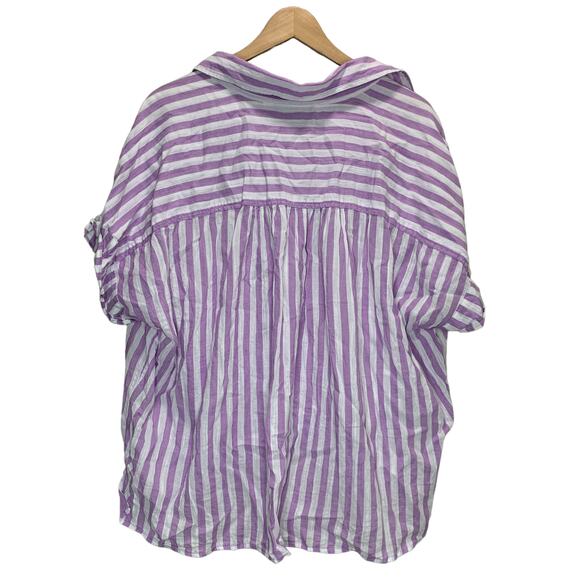 Lane Bryant Purple Striped Button Tie Front Shirt Plus Size 18 - Picture 6 of 7